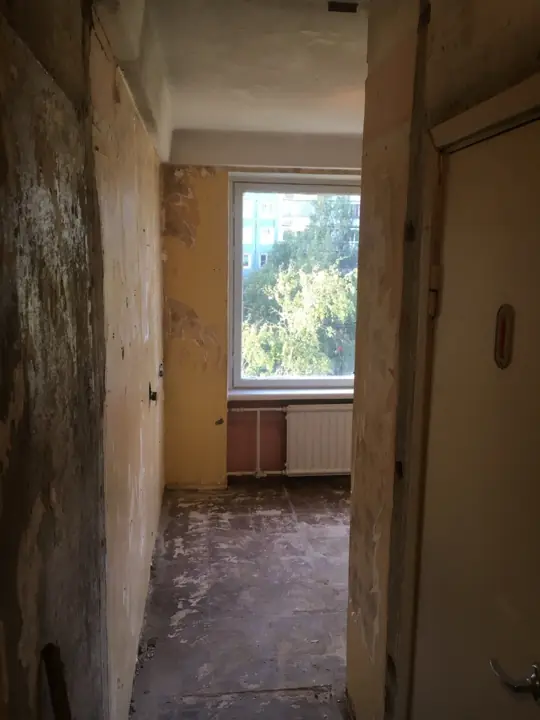 Светлановский проспект (вторичка) — До ремонта: коридор, вид к окну